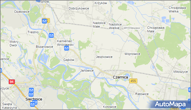 mapa Jeszkowice, Jeszkowice na mapie Targeo