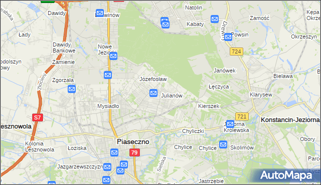 mapa Julianów gmina Piaseczno, Julianów gmina Piaseczno na mapie Targeo