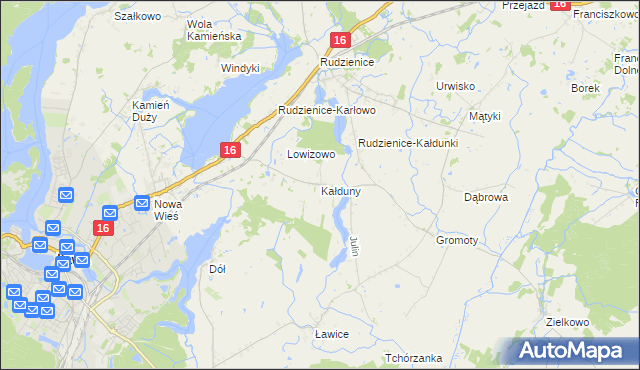 mapa Kałduny gmina Iława, Kałduny gmina Iława na mapie Targeo