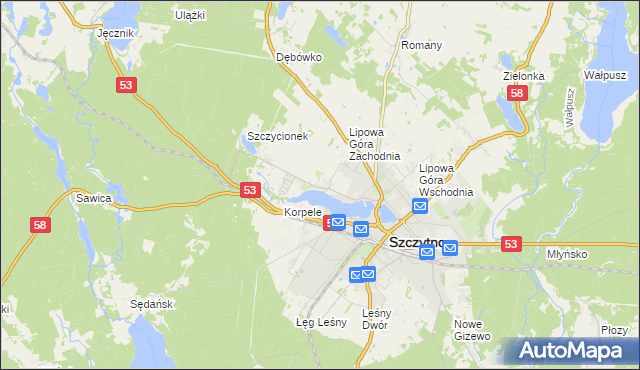mapa Kamionek gmina Szczytno, Kamionek gmina Szczytno na mapie Targeo