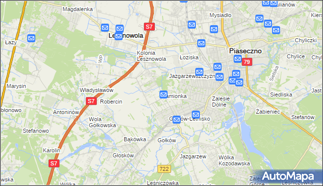 mapa Kamionka gmina Piaseczno, Kamionka gmina Piaseczno na mapie Targeo