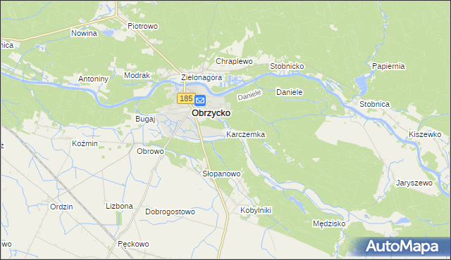 mapa Karczemka gmina Obrzycko, Karczemka gmina Obrzycko na mapie Targeo