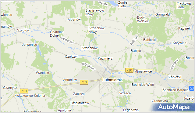 mapa Kazimierz gmina Lutomiersk, Kazimierz gmina Lutomiersk na mapie Targeo