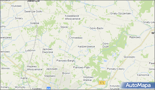 mapa Kędzierzawice, Kędzierzawice na mapie Targeo