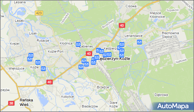mapa Kędzierzyna-Koźle, Kędzierzyn-Koźle na mapie Targeo