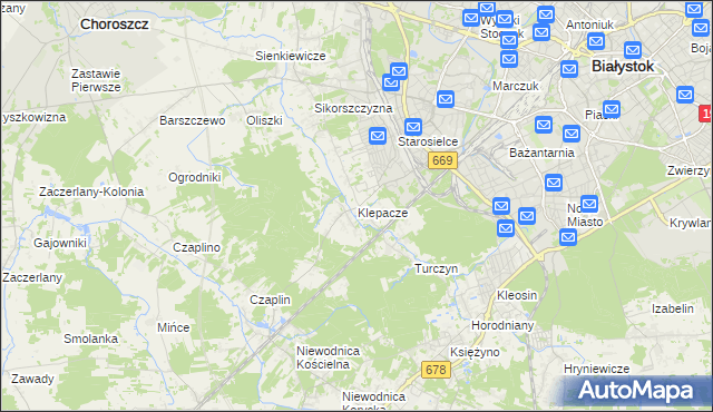 mapa Klepacze gmina Choroszcz, Klepacze gmina Choroszcz na mapie Targeo