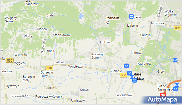 mapa Koczargi Stare, Koczargi Stare na mapie Targeo