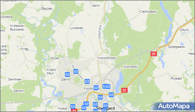 mapa Kokoszkowy, Kokoszkowy na mapie Targeo