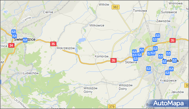 mapa Komorów gmina Świdnica, Komorów gmina Świdnica na mapie Targeo