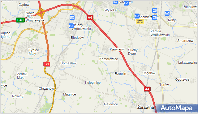 mapa Komorowice gmina Żórawina, Komorowice gmina Żórawina na mapie Targeo