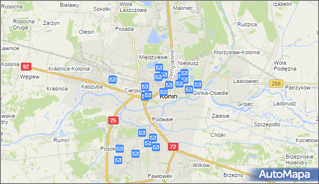 mapa Konina, Konin na mapie Targeo