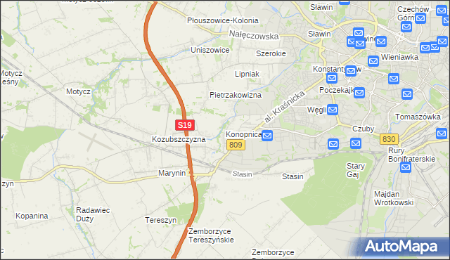 mapa Konopnica powiat lubelski, Konopnica powiat lubelski na mapie Targeo
