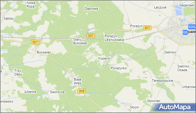 mapa Kopanki gmina Opalenica, Kopanki gmina Opalenica na mapie Targeo
