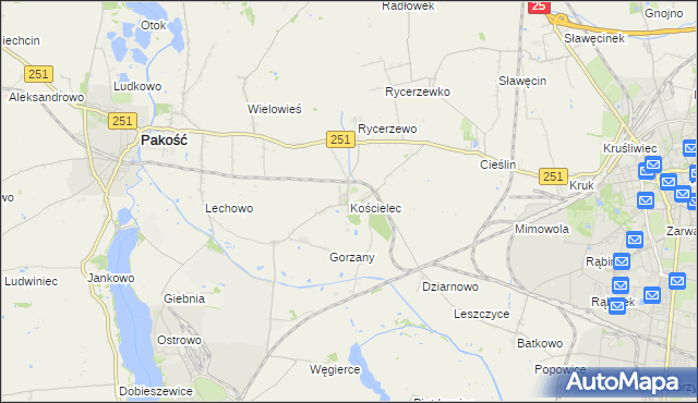 mapa Kościelec gmina Pakość, Kościelec gmina Pakość na mapie Targeo