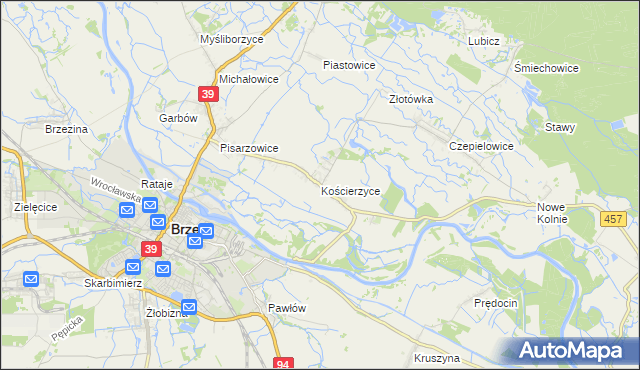 mapa Kościerzyce, Kościerzyce na mapie Targeo