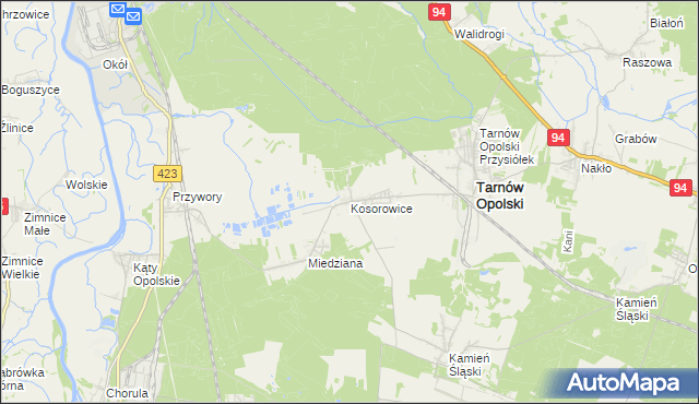 mapa Kosorowice, Kosorowice na mapie Targeo