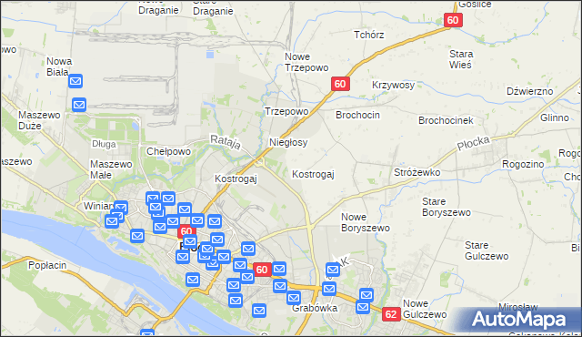 mapa Kostrogaj, Kostrogaj na mapie Targeo