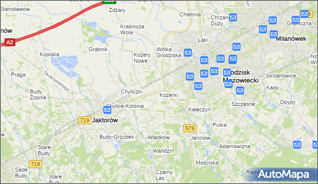 mapa Kozerki, Kozerki na mapie Targeo