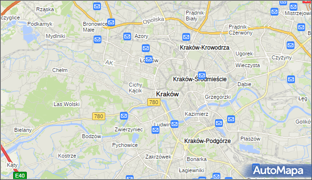mapa Krakowa, Kraków na mapie Targeo