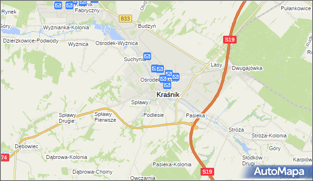 mapa Kraśnik, Kraśnik na mapie Targeo