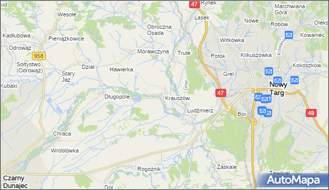 mapa Krauszów, Krauszów na mapie Targeo