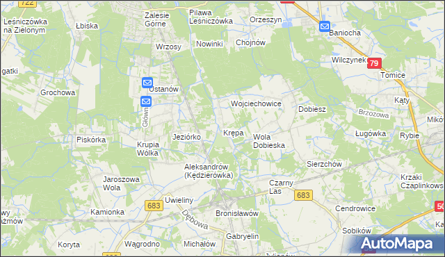 mapa Krępa gmina Prażmów, Krępa gmina Prażmów na mapie Targeo