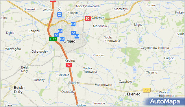 mapa Krobów, Krobów na mapie Targeo