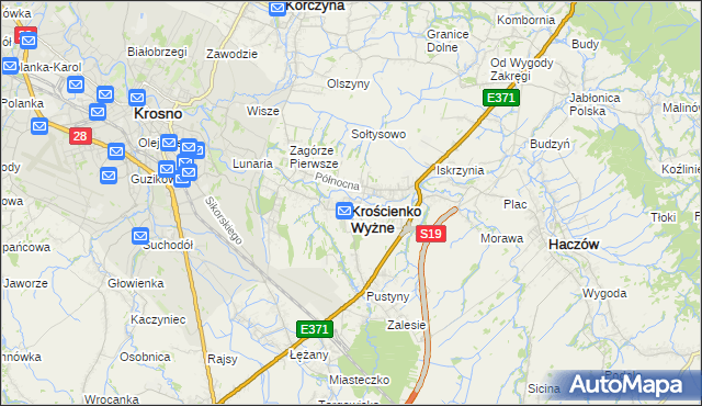 mapa Krościenko Wyżne, Krościenko Wyżne na mapie Targeo