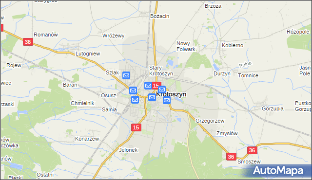 mapa Krotoszyna, Krotoszyn na mapie Targeo