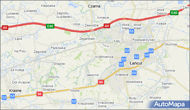 mapa Krzemienica gmina Czarna, Krzemienica gmina Czarna na mapie Targeo