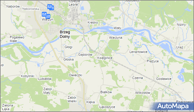 mapa Księginice gmina Miękinia, Księginice gmina Miękinia na mapie Targeo