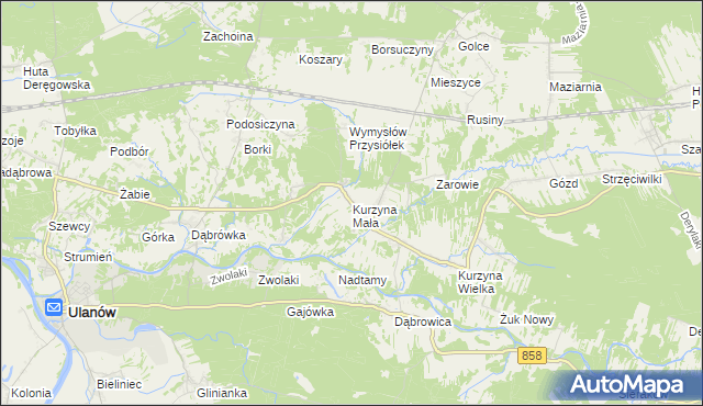 mapa Kurzyna Mała, Kurzyna Mała na mapie Targeo