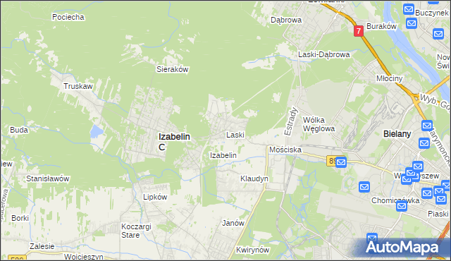 mapa Laski gmina Izabelin, Laski gmina Izabelin na mapie Targeo
