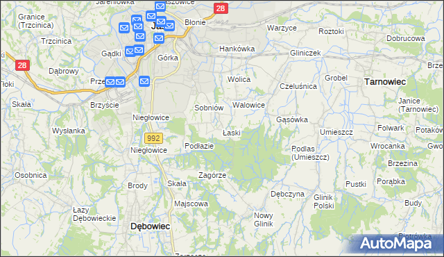 mapa Łaski gmina Jasło, Łaski gmina Jasło na mapie Targeo