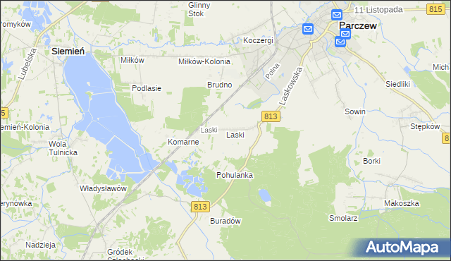 mapa Laski gmina Parczew, Laski gmina Parczew na mapie Targeo