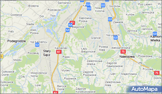 mapa Łazy Biegonickie, Łazy Biegonickie na mapie Targeo