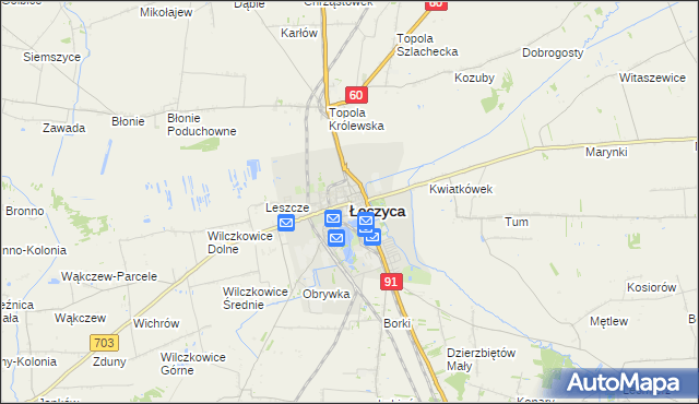 mapa Łęczyca, Łęczyca na mapie Targeo