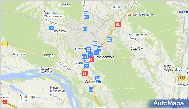 mapa Legionowo, Legionowo na mapie Targeo
