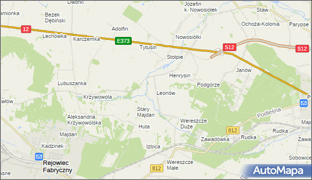 mapa Leonów gmina Rejowiec, Leonów gmina Rejowiec na mapie Targeo