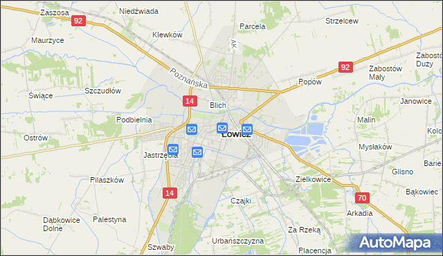 mapa Łowicza, Łowicz na mapie Targeo