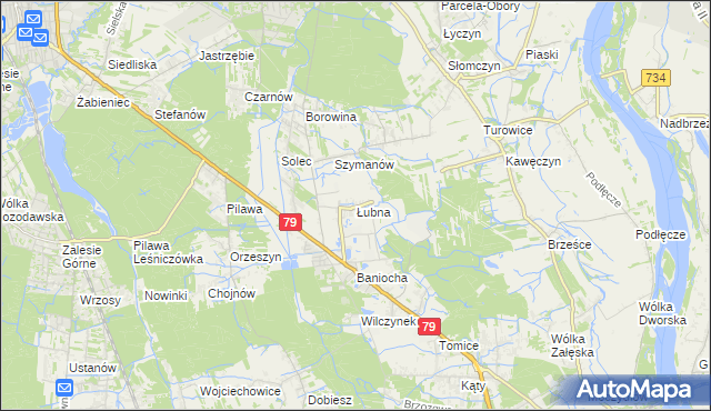 mapa Łubna gmina Góra Kalwaria, Łubna gmina Góra Kalwaria na mapie Targeo