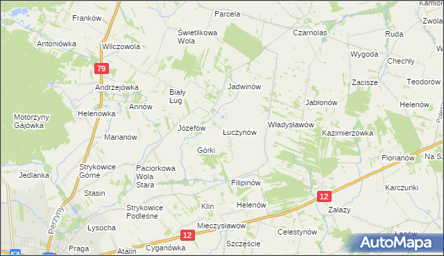 mapa Łuczynów gmina Policzna, Łuczynów gmina Policzna na mapie Targeo