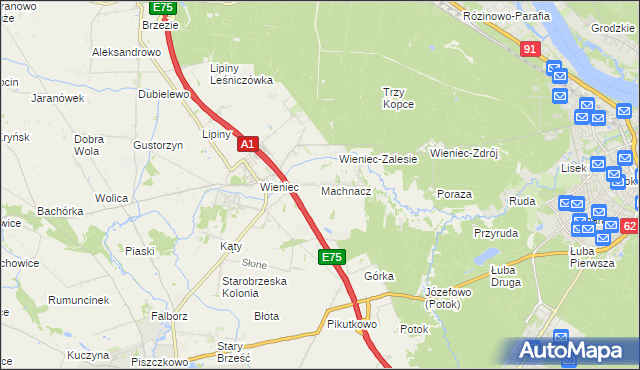 mapa Machnacz gmina Brześć Kujawski, Machnacz gmina Brześć Kujawski na mapie Targeo