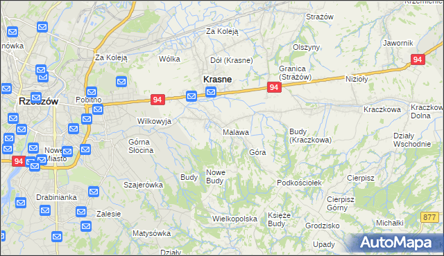 mapa Malawa gmina Krasne, Malawa gmina Krasne na mapie Targeo