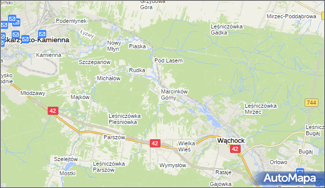 mapa Marcinków gmina Wąchock, Marcinków gmina Wąchock na mapie Targeo