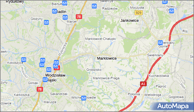 mapa Marklowice, Marklowice na mapie Targeo