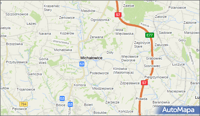 mapa Masłomiąca, Masłomiąca na mapie Targeo