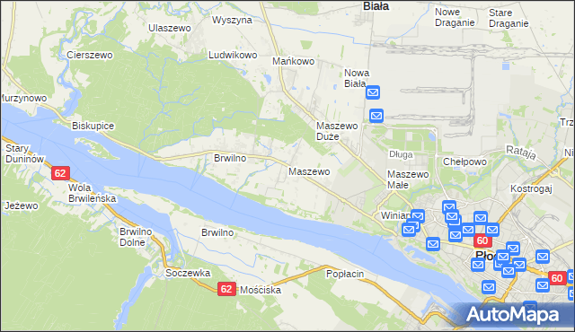 mapa Maszewo gmina Stara Biała, Maszewo gmina Stara Biała na mapie Targeo