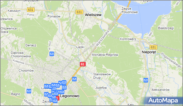 mapa Michałów-Reginów, Michałów-Reginów na mapie Targeo