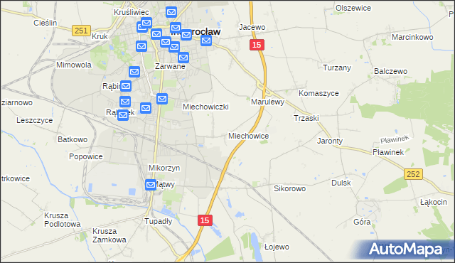 mapa Miechowice gmina Inowrocław, Miechowice gmina Inowrocław na mapie Targeo